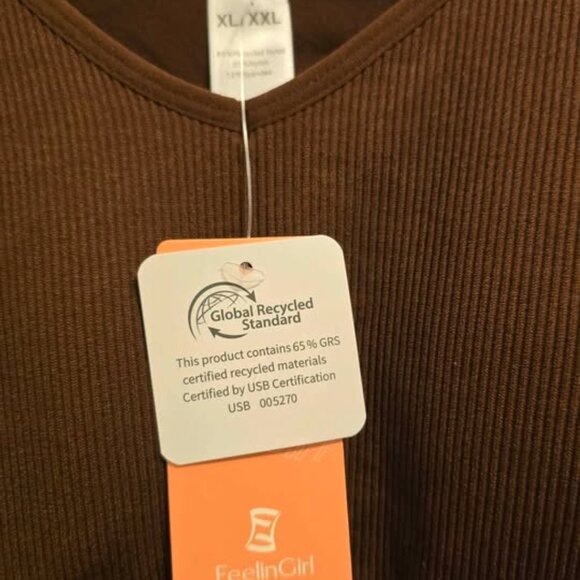 Brown Long Sleeve Ribbed Midi Dress - Picture 3 of 3